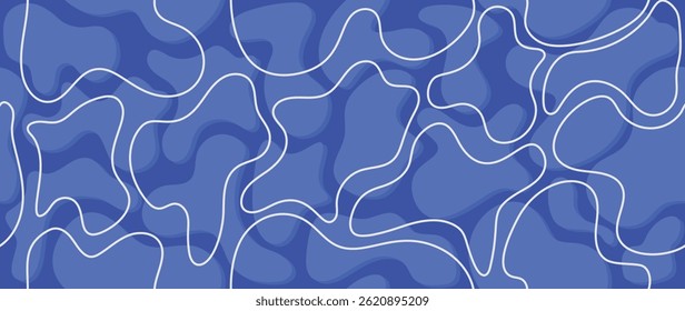 Abstract art blue wave pattern vector. Organic shape design background.