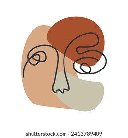 Abstract art of Boho style set. Abstract art meets boho charm in this illustration, where orange colors weave an intricate tapestry of creativity against a clean white backdrop. Vector illustration.