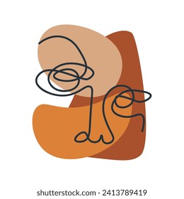 Abstract art of Boho style set. Abstract design and boho allure, with orange hues invoking a sense of wonder against a pure white background. Vector illustration.