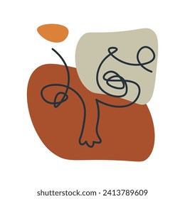 Abstract art of Boho style set. This inspiration with abstract shapes and vibrant orange tones dance together, painting a mesmerizing picture on a white canvas. Vector illustration.