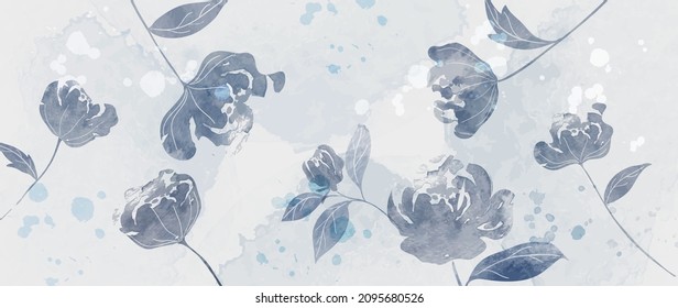 Abstract art botanical background vector. Luxury wallpaper with earth tone watercolor, leaf, flower, tree  Minimal Design for text, packaging, prints, wall decoration.