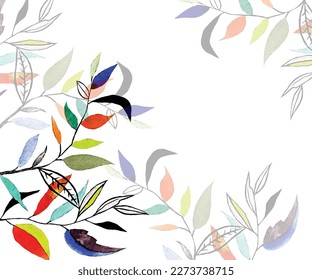 Abstrakte Kunst, botanischer Hintergrund, Vektorgrafik und luxuriöses Tapete-Design mit Blättern, Blumen und Baum mit Erdfarben und goldenem Glitter. Minimales Design für Text, Verpackung und Drucke.