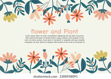 Abstract art botanical background vector. leaf, flower and plant  Minimal Design for text, packaging, prints, wall decoration.