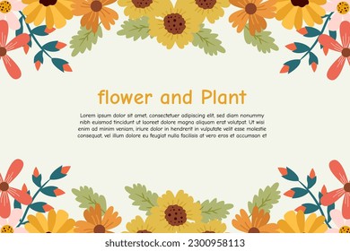 Abstract art botanical background vector. leaf, flower and plant  Minimal Design for text, packaging, prints, wall decoration.