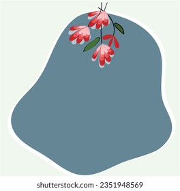 Abstract art botanical blue shade background vector. Luxury wallpaper with pink and earth tone watercolor, leaf, flower. Minimal Design for text, packaging, prints, wall decoration, frames, labels