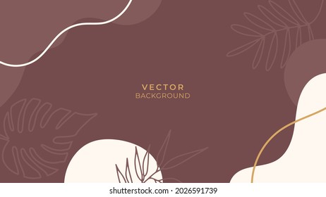 Abstract art botanical floral background vector. Luxury wallpaper with earth tone watercolor, leaf, flower, tree and line art. Minimal Design for text, packaging, prints, wall decoration