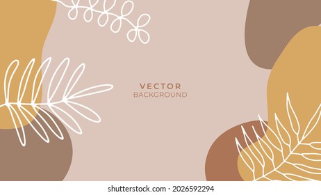 Abstract art botanical floral background vector. Luxury wallpaper with earth tone watercolor, leaf, flower, tree and line art. Minimal Design for text, packaging, prints, wall decoration