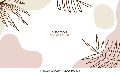Abstract art botanical floral background vector. Luxury wallpaper with earth tone watercolor, leaf, flower, tree and line art. Minimal Design for text, packaging, prints, wall decoration