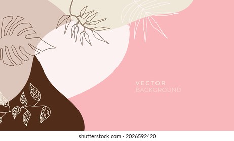 Abstract art botanical floral background vector. Luxury wallpaper with earth tone watercolor, leaf, flower, tree and line art. Minimal Design for text, packaging, prints, wall decoration