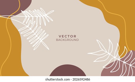 Abstract art botanical floral background vector. Luxury wallpaper with earth tone watercolor, leaf, flower, tree and line art. Minimal Design for text, packaging, prints, wall decoration