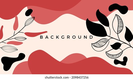 Abstract art botanical pink background vector. Luxury wallpaper with pink and earth tone watercolor, leaf, flower, tree and gold glitter. Minimal Design for text, packaging, prints, wall decoration.
