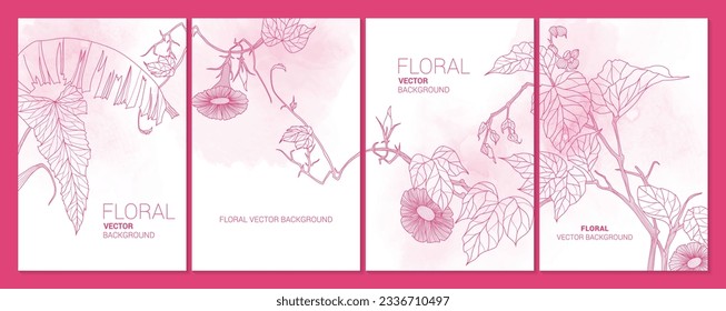 Abstract art botanical pink background vector. Luxury wallpaper with pink and earth tone watercolor, leaf, flower, tree and gold glitter. Minimal Design for text, packaging, prints, wall decoration