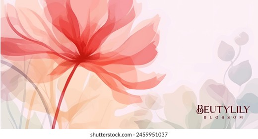 Abstract art botanical pink background vector. Luxury wallpaper with pink and earth tone watercolor, leaf, flower, tree and gold glitter. Minimal Design for text, packaging, prints, wall decoration.