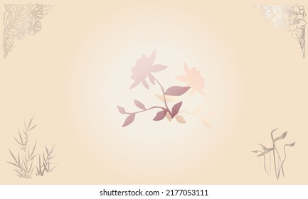 Resumen del fondo del vector rosado botánico de arte. Lujoso papel pintado con acuarela rosa y tierra, con flores, hierba y brillo plateado. Diseño mínimo para el texto de embalaje impreso.
