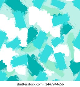 Abstract art, brush strokes texture , seamless pattern .Green and White Flat Print