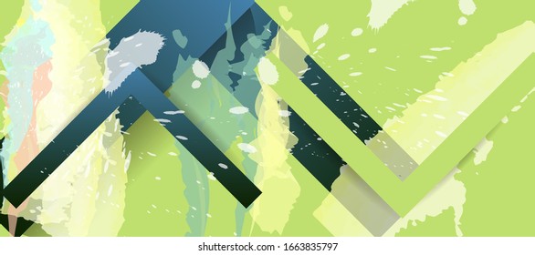 Abstrakte Kunstbürsten, grüner geometrischer Hintergrund der Vektorillustration, kann für Deckendesign, Plakat verwendet werden