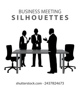 Abstract Art of a Business Meeting. Business Meeting Silhouettes Vector Illustration