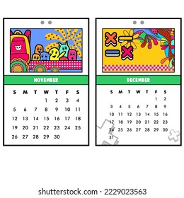 plantilla vectorial de calendario artístico abstracto