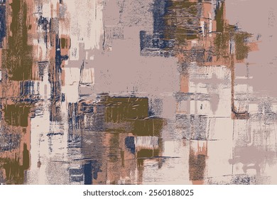 Abstract art in calming neutral shades of mauve, taupe, and dark brown, with weathered textures and layered patterns forming a modern yet natural artistic vector composition