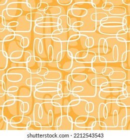 abstract art card poster organic lines and shapes in monochrome yellow tones big modern minimalistic vector seamless pattern isolated on yellow background