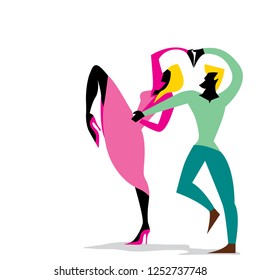 Abstract Art, Characters Dancing Salsa, Tango (Vector Art)