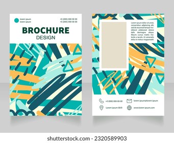 Abstract art charity exhibition blank brochure design. Template set with copy space for text. Premade corporate reports collection. Editable 2 paper pages. Source Sans, Myriad Pro, Arial fonts used