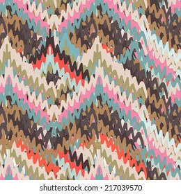 Abstract art chevron seamless pattern. Geometric background. Striped distressed background texture. Embroidery. Paint stains. Watercolor 