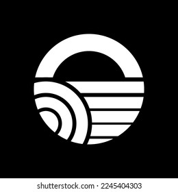 Abstract art circle logo vector design in black and white colors