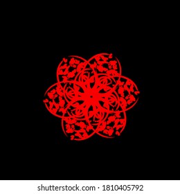 Abstract art circle shape, red color, isolated on black background