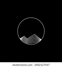 Abstract art of circles with minimalist thin lines, suitable for wall paintings, black and white, vector