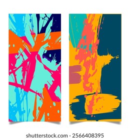 Abstract Art Collection, Dynamic Color Splash Designs. Bold and Energetic Backgrounds