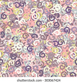Abstract art colorful seamless pattern with curls. Repeating background texture. Fabric, cloth design, wallpaper, wrapping