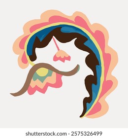 Abstract art with colorful shapes and patterns. Bold colors, abstract design, and flowing shapes create a vibrant, dynamic composition. Artistic and colorful. Vintage art, isolated vector element.