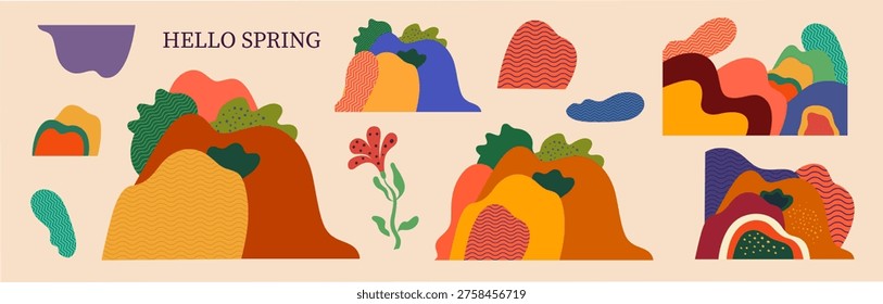 Abstract art colourful forms. Landscape scenery. Nature elements	
