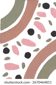 Abstractas composición artística con Formas curvas y Elementos moteados