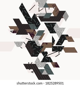 Composición artística abstracta de formas geométricas. Ilustración geométrica gráfica