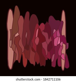 Abstract art composition - peach burgundy tones on a black background - vector. Contemporary modern trendy vector illustrations