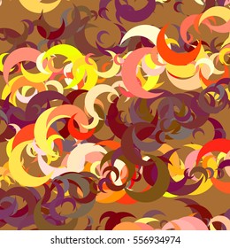 Abstract art composition with random colorful crescents