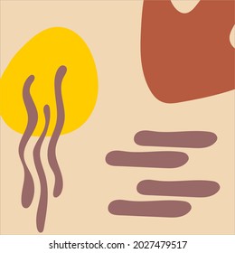 Abstract art contemporary background vector. Minimal painted illustration in yellow 1. Design for wall decoration, wall arts, cover, postcards, brochure
