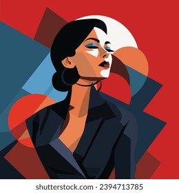 Abstract Art Corporate Woman, Stylish Office Lady