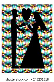 Abstract Art Couple Silhouette, Vector cartoon concept