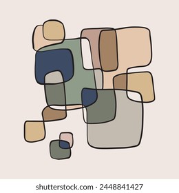 Abstract art, cubism, earth tones, line art