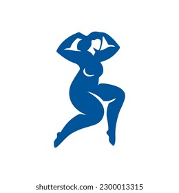 Abstract art of dance chubby female silhouette Matisse inspired contemporary style vector illustration. Trendy creative artistic woman body design for poster or wall decor canvas print