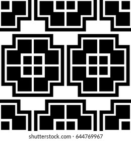 Abstract art deco black geometric ornamental seamless pattern background. Template for design