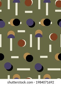 Abstract Art Deco Dots and Strokes Seamless Vector Pattern Isolated Background 