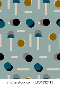 Abstract Art Deco Dots and Strokes Seamless Vector Pattern Isolated Background 