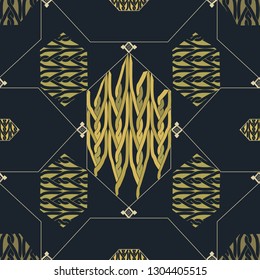 ABSTRACT ART DECO GEOMETRIC PATTERNS-TRENDY COLORS-GOLD MIDNIGHT BLACK ECHO-VECTOR ILLUSTRATION