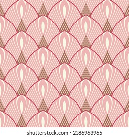 Abstract Art Deco Geometric Seamless Modern Elegant Pattern Soft Colors Perfect for Interior Design or Printing Wall Paper Fuchsia Tones