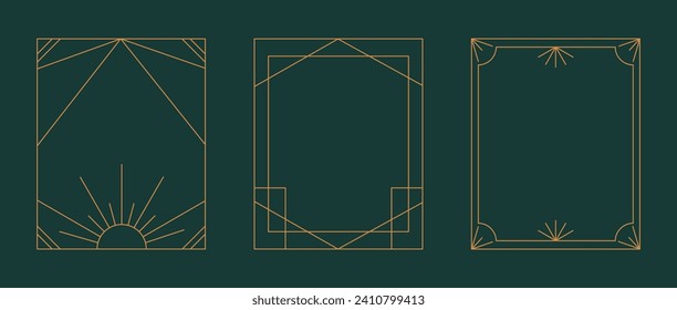 Abstract Art Deco line frames minimal design set. Modern minimalist style. Vector graphic illustration 