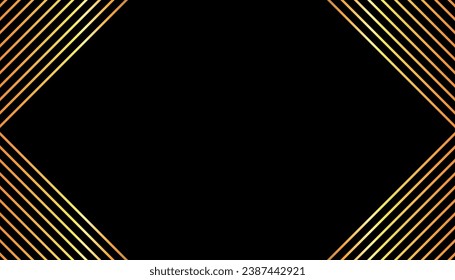 Abstrakte Kunst-deco-Luxus-Muster, goldene geometrische Linien mit Schrägeffekten, lineare Kartendekoration, goldene diagonale Linien auf schwarzem Hintergrund, Reihen von gestrichenen Linien, Streifen Raster - Stock-Vektorgrafik